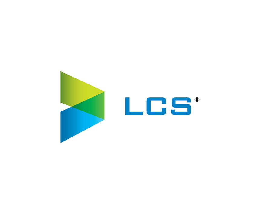 LCS logo with green and blue geometric design on a white background.