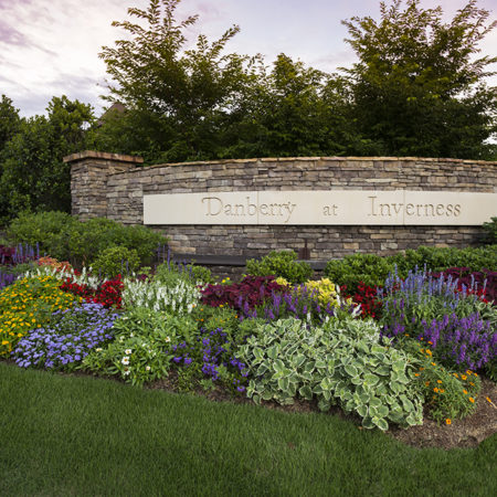 Front entrance landsacaping at Danberry at Inverness